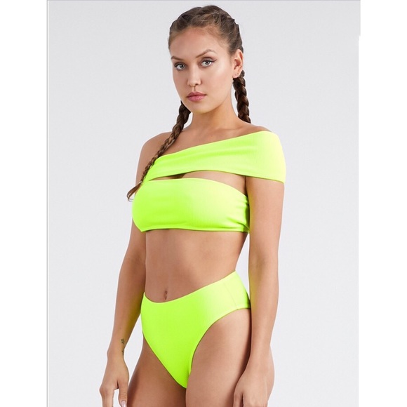 Neon Green Mono-strap Asymmetrical Bikini - Picture 6 of 7